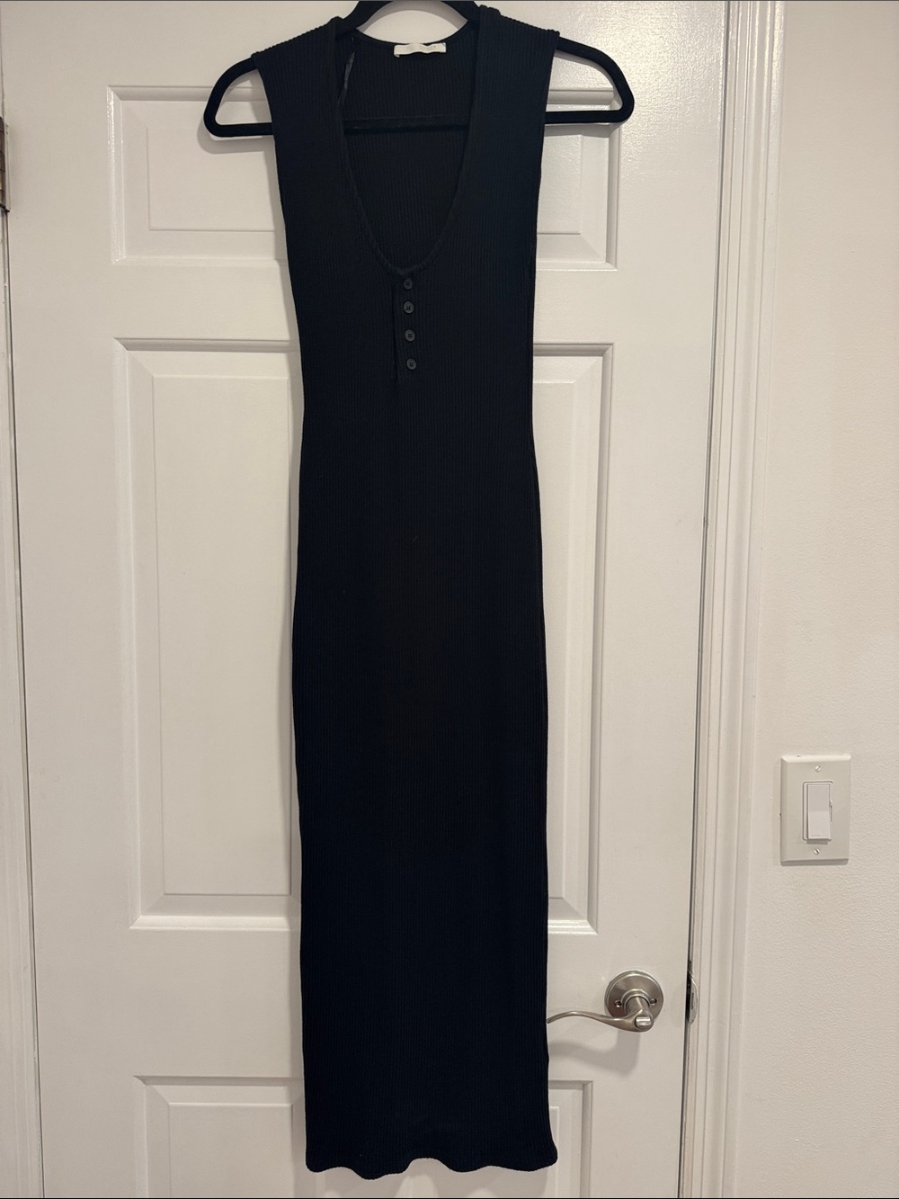 Zara Sleeveless Black Ribbed Maxi Dress